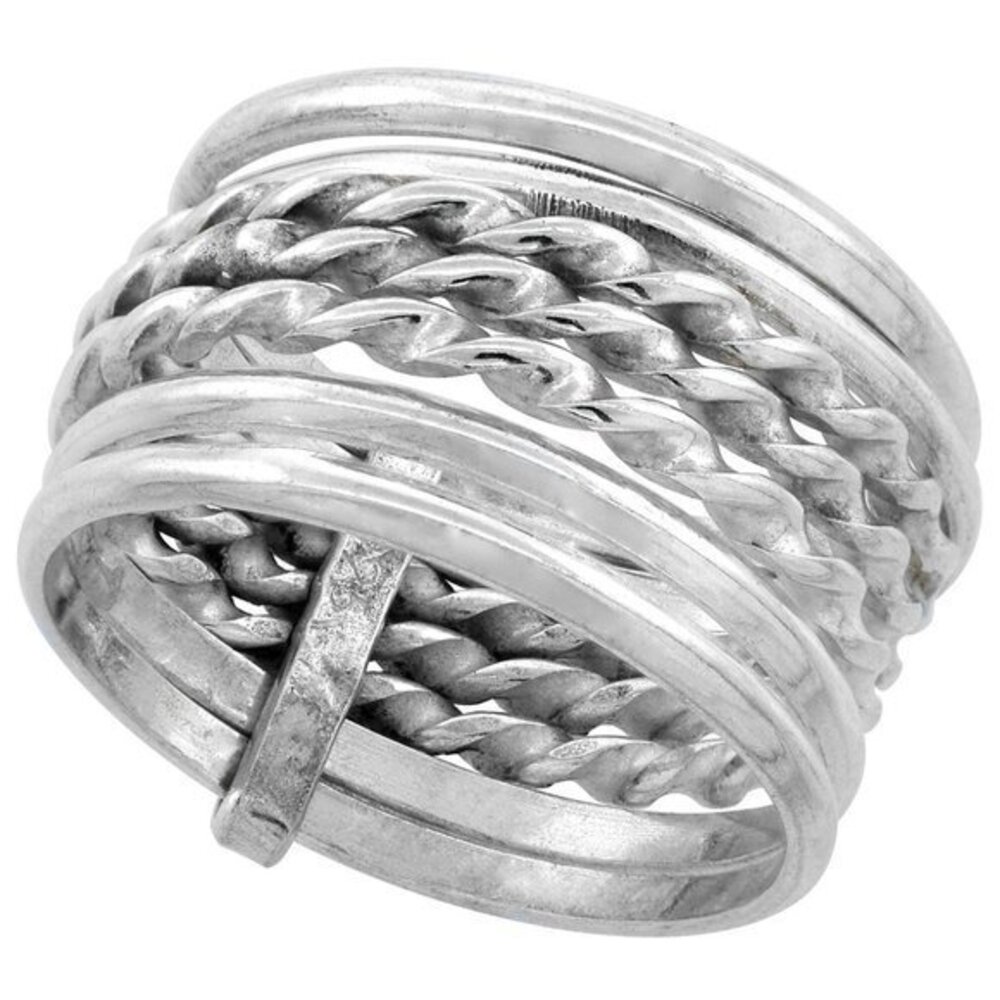 Sterling Silver 7 Day Ring Twisted Wire Band Ring
